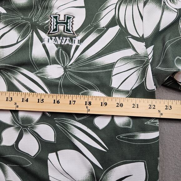 Hawaii Rainbow Warriors Polo Shirt Floral Print Green XL Tall Tropical - Picture 4 of 6